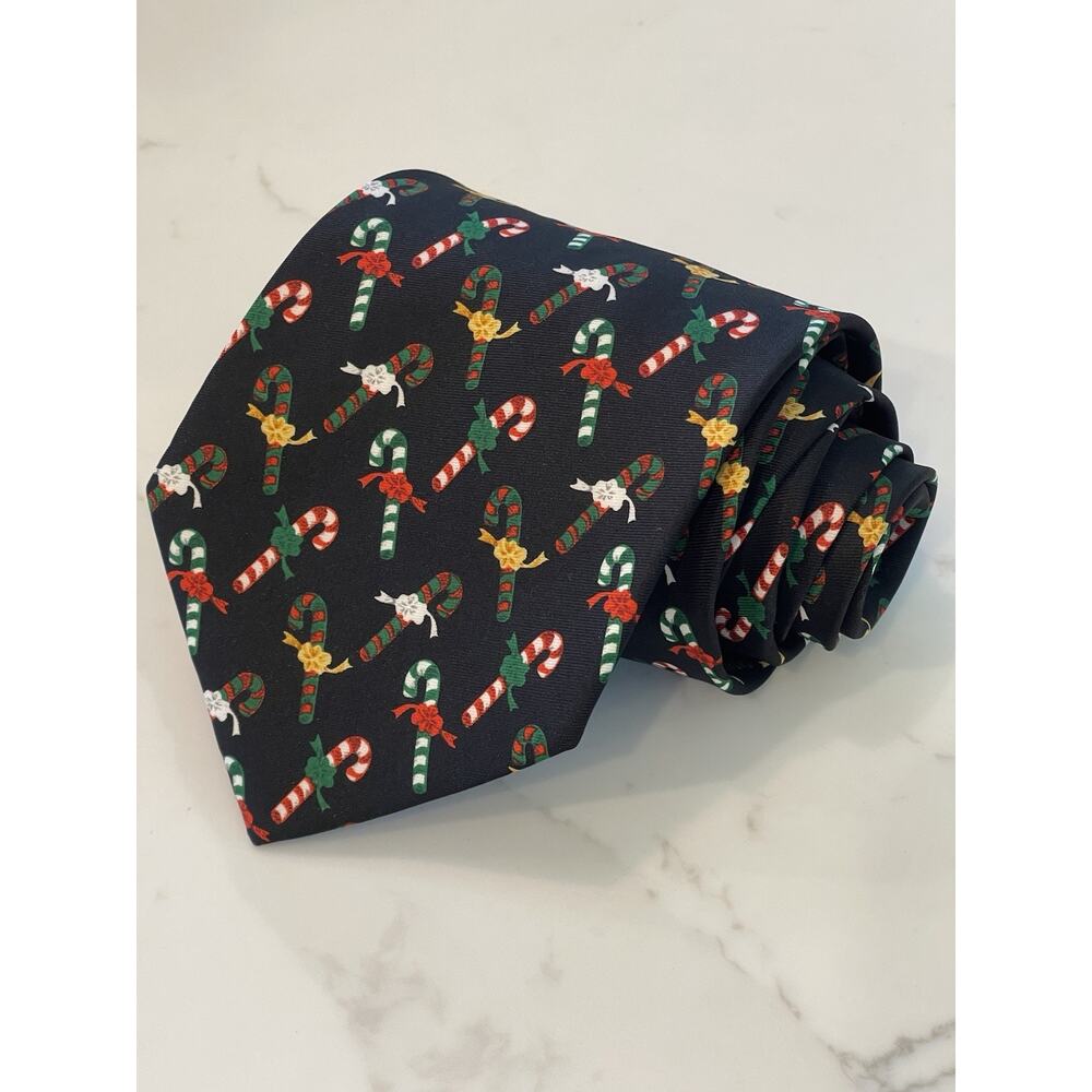 Santa’s Dream Christmas Holiday Candy Canes Tie Necktie 57.5 x 4
